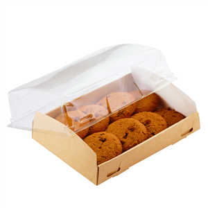 Dortová krabice EKO 185x140x55 mm hnědá s transp. víčkem