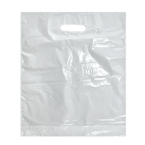 Igelitová taška s průhmatem 38x45+5 cm bílá 35 mic