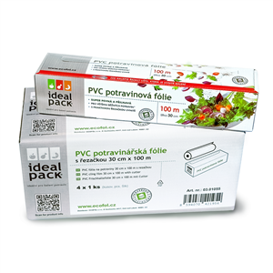 Potravinová fólie s řezačkou PVC 30 cm x 100 m Kombo 3+1 ideal pack®