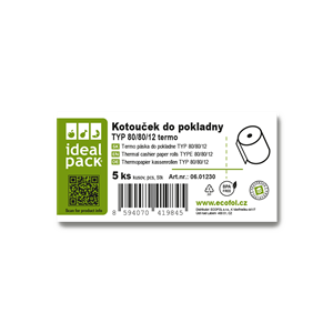 Kotouček do pokladny  80/80/12 - termo bal/5 ks 75m ideal pack®