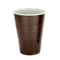 Plastový kelímek PS 0,18 l na kávu hnědo-bílý