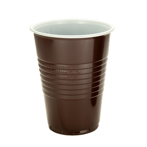 Plastový kelímek PS 0,18 l na kávu hnědo-bílý