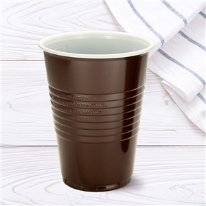 Plastový kelímek PS 0,18 l na kávu hnědo-bílý