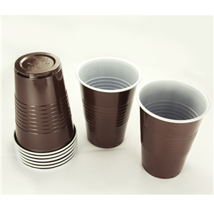 Plastový kelímek PS 0,18 l na kávu hnědo-bílý