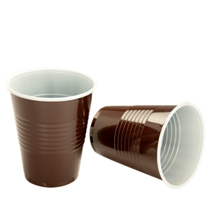 Plastový kelímek PS 0,15 l na kávu hnědo-bílý