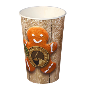 Papírový kelímek EKO 0,35 l CTG nápojový jednovrstvý Perníček O90mm