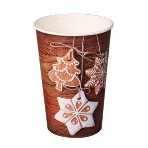 Papírový kelímek EKO 0,25 l CTG nápojový jednovrstvý vánoční cukroví O80mm