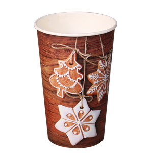 Papírový kelímek EKO 0,35 l CTG nápojový jednovrstvý vánoční cukroví O90mm