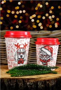 Papírový kelímek EKO 0,25 l CTG jednovrstvý zimní párty motiv O80mm