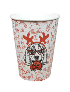 Papírový kelímek EKO 0,3 l CTG jednovrstvý zimní párty motiv O90mm
