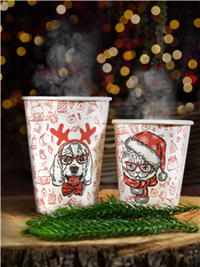 Papírový kelímek EKO 0,3 l CTG jednovrstvý zimní párty motiv O90mm