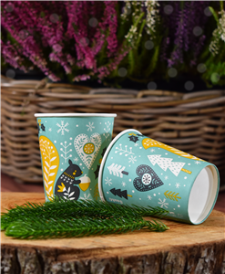 Papírový kelímek EKO 0,25 l CTG jednovrstvý zimní motiv O80mm