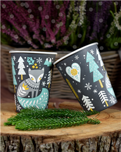 Papírový kelímek EKO 0,3 l CTG jednovrstvý zimní motiv O90mm