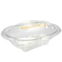 Plastová miska PET 500 ml 190x140x76 mm s int. víčkem a vidličkou
