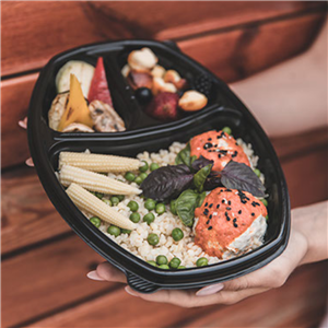 Plastová miska na jídlo PP 800ml 2-dílná černá