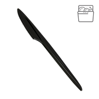 Plastový nůž 18 cm černý opakovaně použitelný