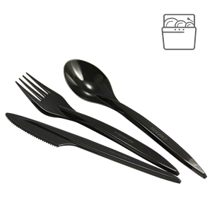 Plastový nůž 18 cm černý opakovaně použitelný