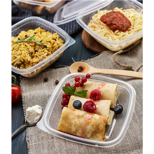 Plastová miska PP 160x160x53 mm hranatá 625 ml transparentní