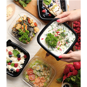 Plastová miska PP 160x160x69 mm hranatá 875 ml černá