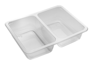Plastová miska PP 190x144x45 mm 2-dílná 400+400 ml transparentní 