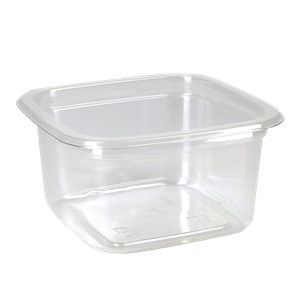 Plastová miska PET 93x93x48 mm hranatá 200 ml transparentní