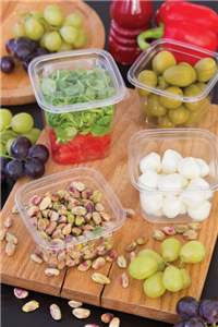 Plastová miska PET 93x93x58 mm hranatá 250 ml transparentní