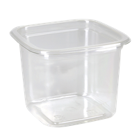 Plastová miska PET 93x93x69 mm hranatá 300 ml transparentní