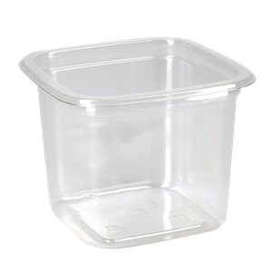 Plastová miska PET 93x93x69 mm hranatá 300 ml transparentní