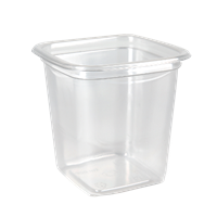 Plastová miska PET 93x93x92 mm hranatá 400 ml transparentní