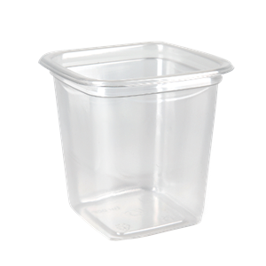 Plastová miska PET 93x93x92 mm hranatá 400 ml transparentní