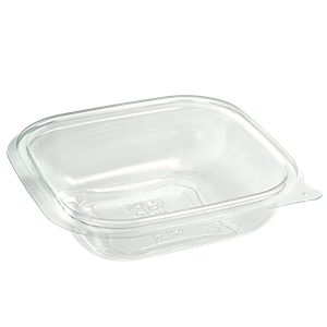 Plastová miska rPET 125x125x27 mm hranatá 250 ml transparentní