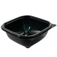 Plastová miska rPET 125x125x53 mm hranatá 375 ml černá