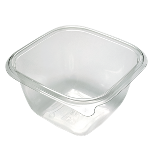 Plastová miska rPET 125x125x53 mm hranatá 375 ml transparentní