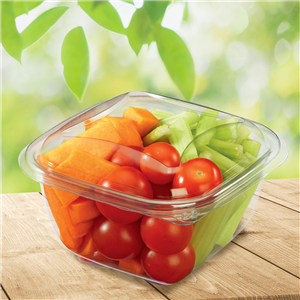 Plastová miska rPET 125x125x53 mm hranatá 375 ml transparentní