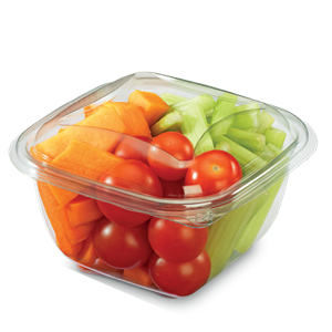 Plastová miska rPET 125x125x53 mm hranatá 375 ml transparentní