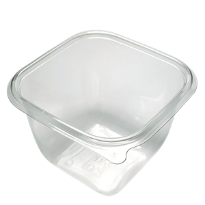 Plastová miska rPET 125x125x95 mm hranatá 750 ml transparentní