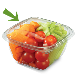 Plastové víčko rPET hranaté pro misky 125x125 mm 250/375/500/750 ml transparentní