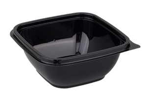 Plastová miska PET 126x126x51 mm hranatá 375 ml černá