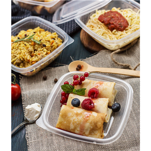 Plastová miska PET 126x126x60 mm hranatá 500 ml transparentní