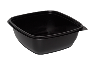 Plastová miska PET 190x190x67 mm hranatá 1250 ml černá