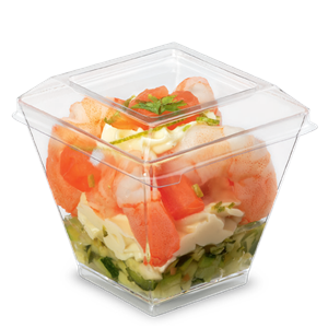 Plastová miska PS na panna cottu 69 x 69 mm hranatá 200 ml transparentní 