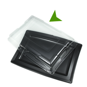 Plastové víko rPET pro podnos hranatý 360x255x55 mm transparentní 