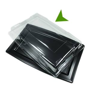 Plastové víko rPET pro podnos hranatý 460x310x70 mm transparentní 