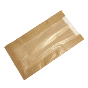 Papírový sáček EKO 16+6x28 cm hnědý s papírovým okénkem CRYSTAL