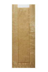 Papírový sáček 12+4x33 cm hnědý s okénkem