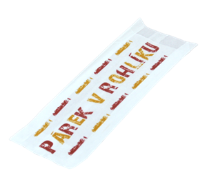 Papírový sáček 8+3x19 cm na párek v rohlíku potisk
