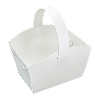 Svatební košíček na koláčky s ouškem papírový 10x8x6 cm bílý