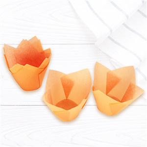 Papírový košíček tulipán na muffiny 5 cm oranžový
