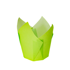 Papírový košíček tulipán na muffiny 5 cm zelený