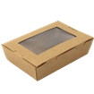 Papírový box EKO na jídlo 218/195 x 163/140 x 65 mm kraft s okénkem 2050 ml